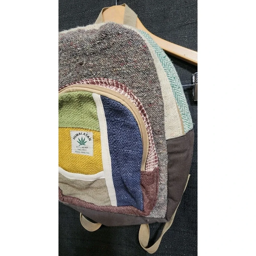Himalayan Hemp THC Free Multi‎ Color Handmade Backpack Hippy Boho Nature Smoke